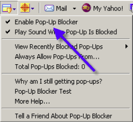 Yahoo Pop-Up Blocker Menu